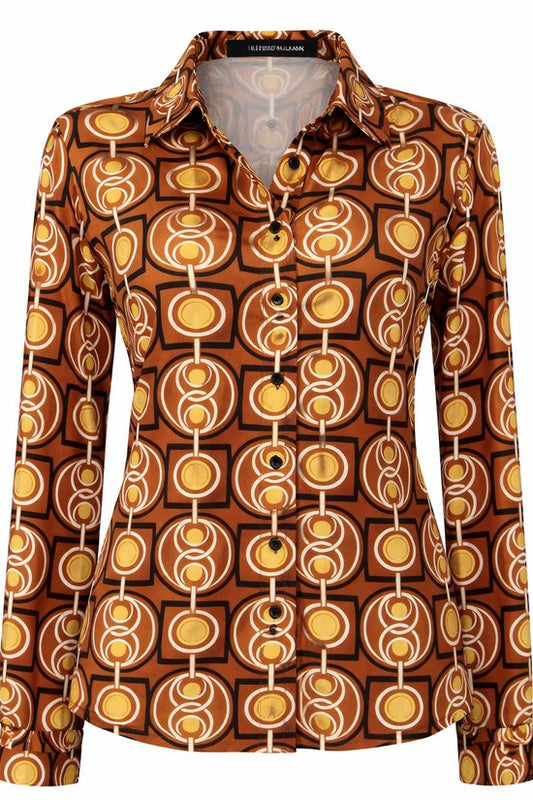 Bruin-Geel Print Blouse