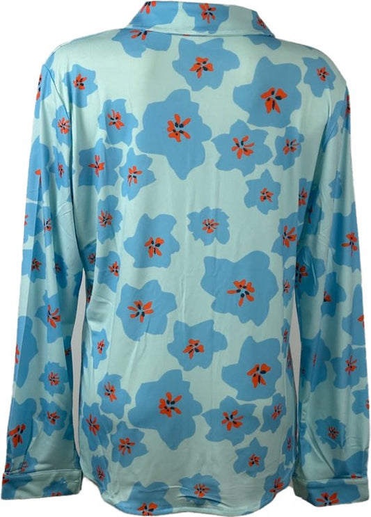 Travelstof Blouse Lichtblauw