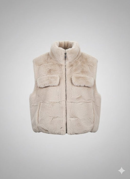 Premium Faux Fur Bodywarmer Creme
