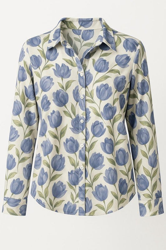 Blouse Tulpprint Blauw