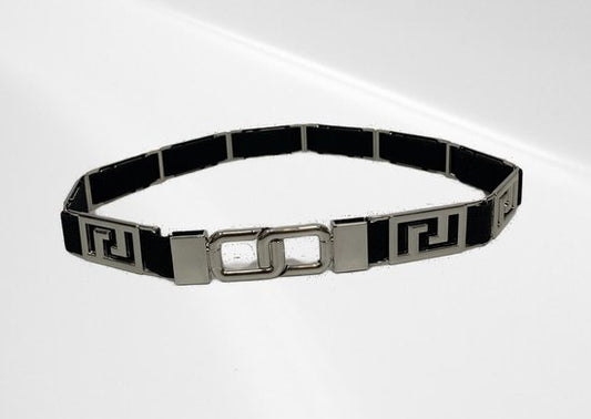 Casual riem Metaal Elastaan Rechthoek Zilver zwart