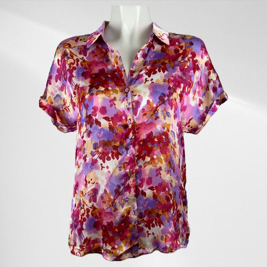 Bordeau Patroon Blousje Korte Mouwen