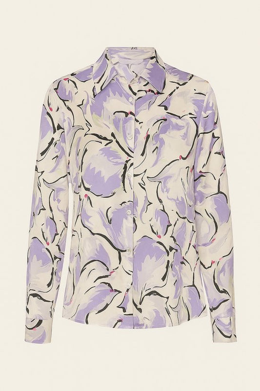 Elegante Sophyline Blouse met Paarse Bloemenprint