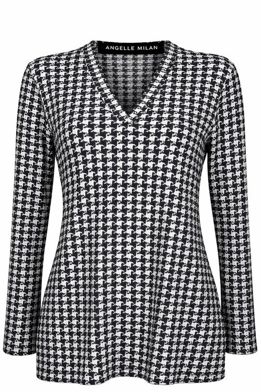 Zwart-Witte Patroon Blouse