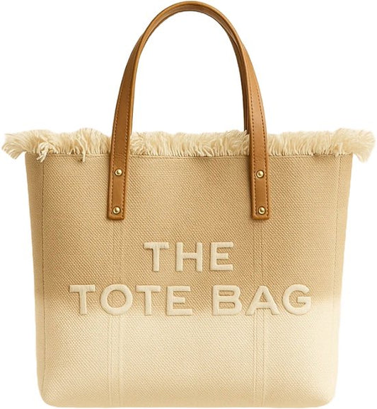 Canvas Shopper Ombre Beige Franjes