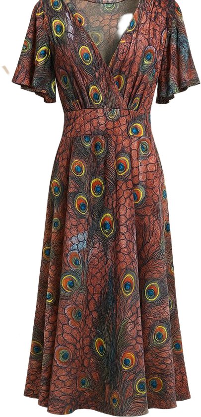 Maxi Jurk Pauwenprint