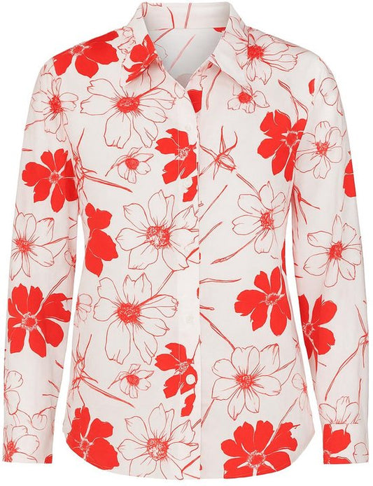 Witte Blouse met Rode Bloemenprint – Sophyline