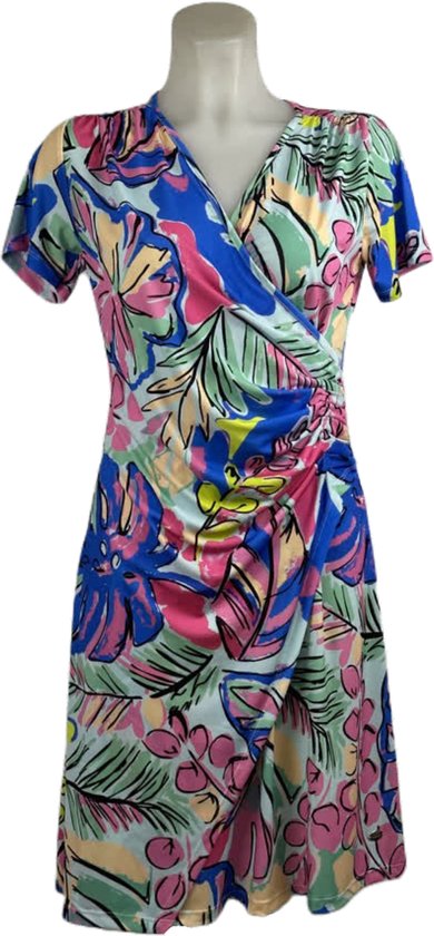 Multikleur Geplooide Jungle Jurk