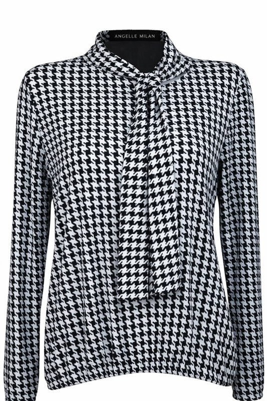 Zwart-Witte Koord Blouse
