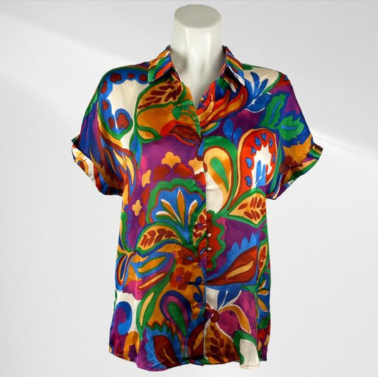 Dark Flower Blousje Korte Mouwen