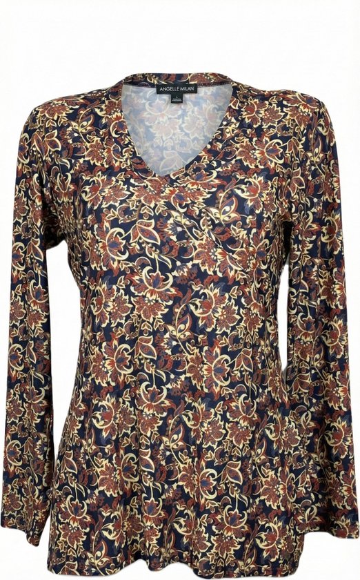 Angelle Milan – Bluse aus Reisestoff – Mehrfarbige Bluse – Atmungsaktiv – Knitterfrei – Nachhaltige Bluse