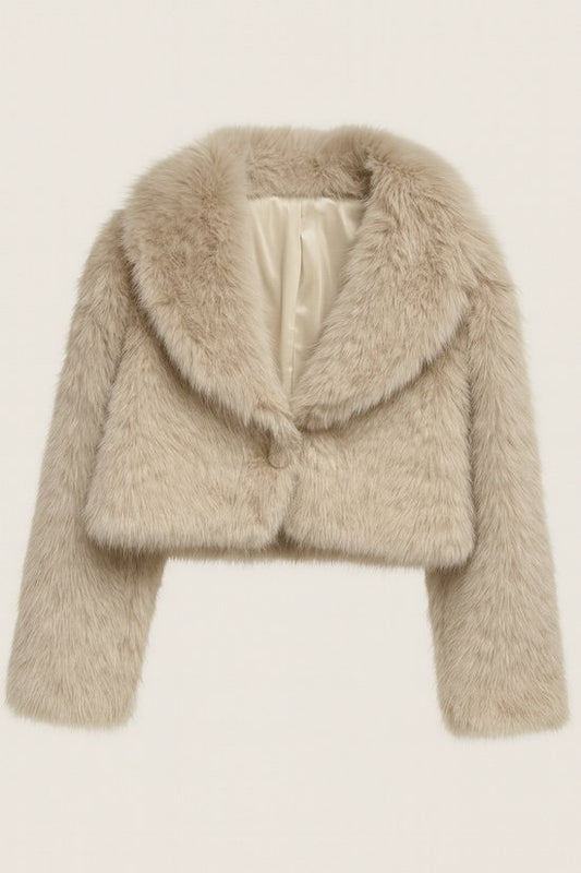 Faux Fur Dames Jas Creme