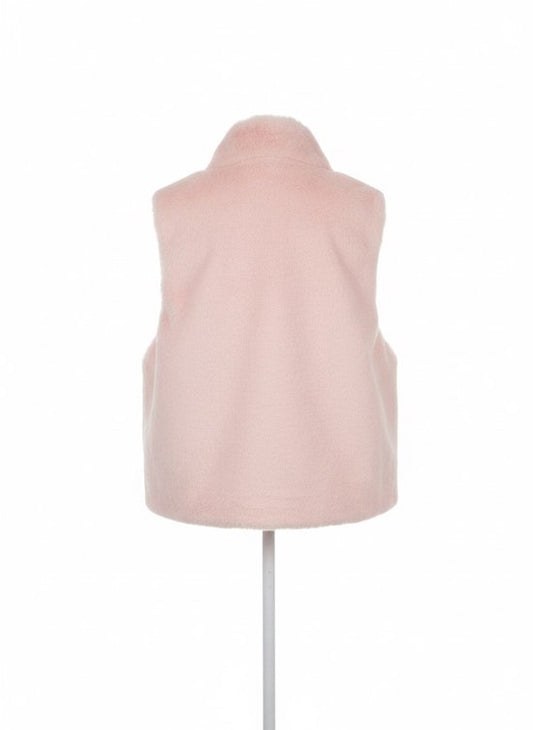 Premium Faux Fur Bodywarmer Licht Roze