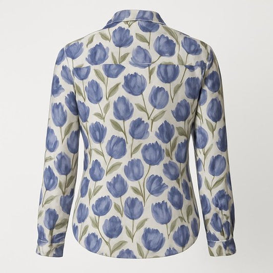 Blouse Tulpprint Blauw