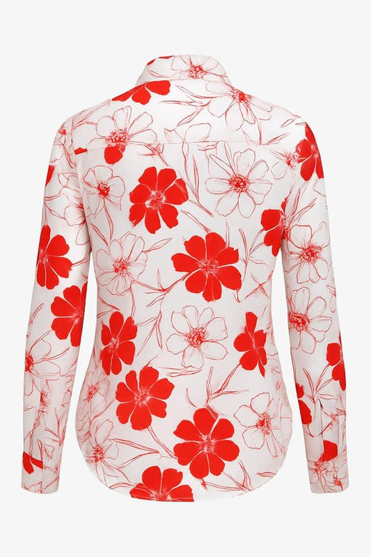 Witte Blouse met Rode Bloemenprint – Sophyline