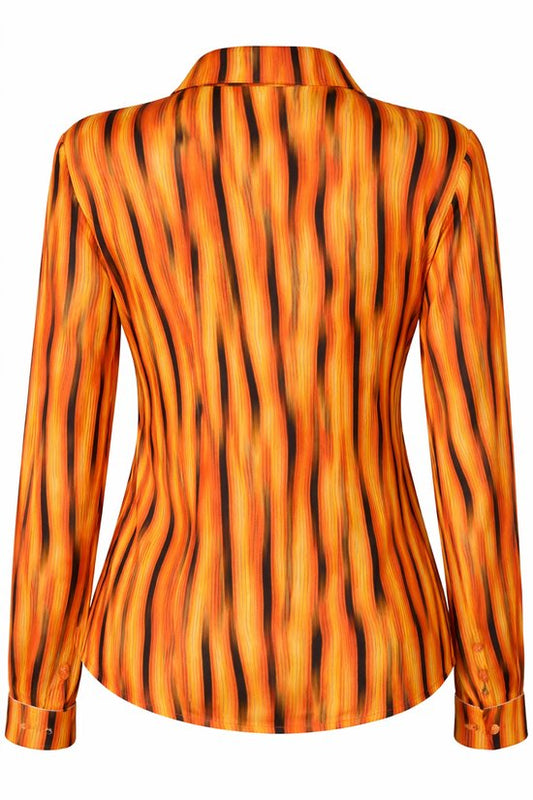 Oranje/Zwarte Print Blouse