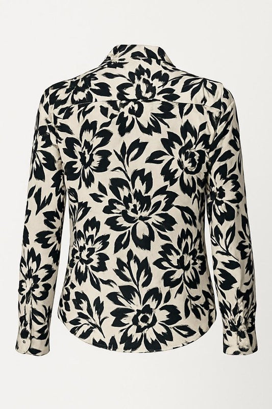 Blouse Bloemenprint Zwartwit