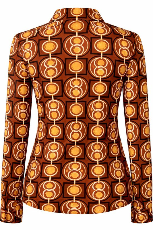 Bruin-Geel Print Blouse