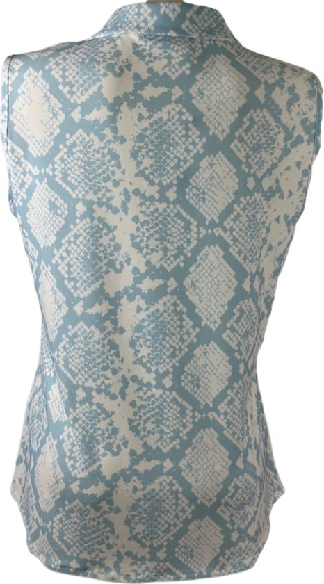 Lichtblauw-Witte Mouwloze Blouse