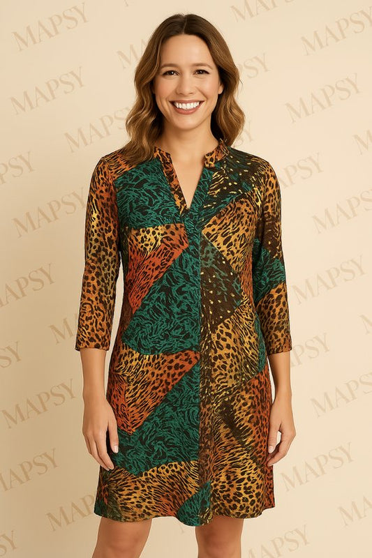 Travelstof Jurk Geel/Groen