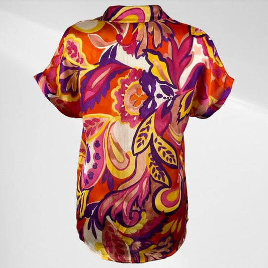 Paars/Geel Blousje Korte Mouwen