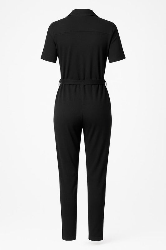 Angelle Milan Essential Jumpsuit Dames Travelstof - dames jumpsuit - zwart - makkelijk te combineren