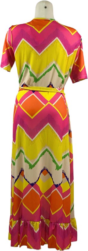 Lange Travelstof Jurk Geel Harde Kleuren