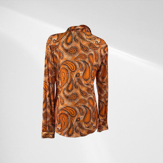 Oranje Travelstof Blouse Stippenpatroon