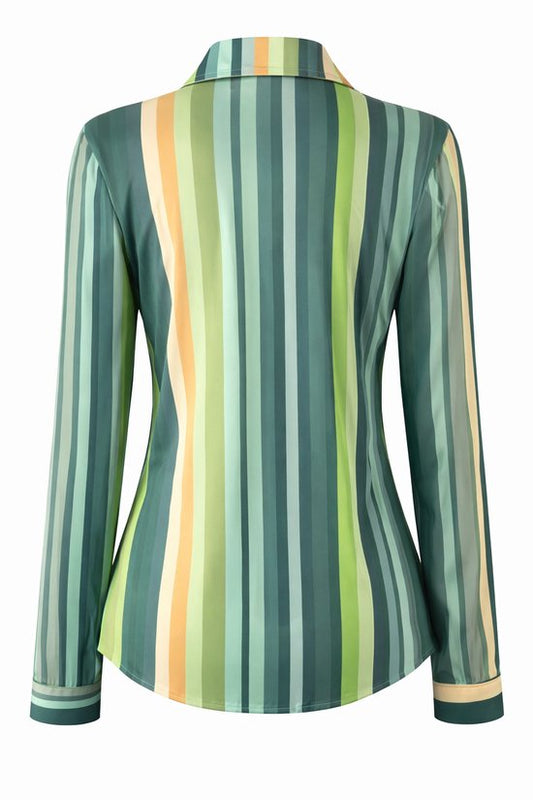 Multi-Groene Streep Blouse