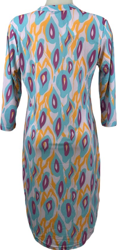 Angelle Milan – Bluse aus Reisestoff für Damen – Lila/Blau/Gelb – Atmungsaktiv – Knitterfrei – Nachhaltiges Kleid