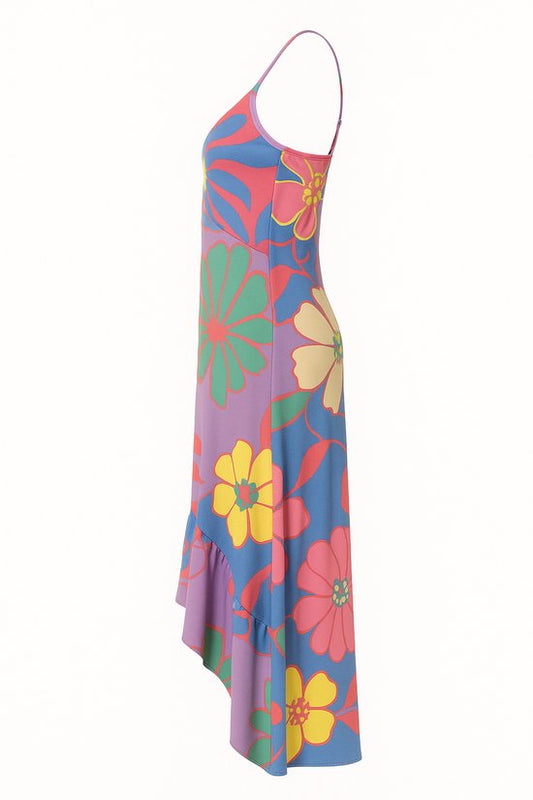 Maxi Jurk Paarse Bloemen