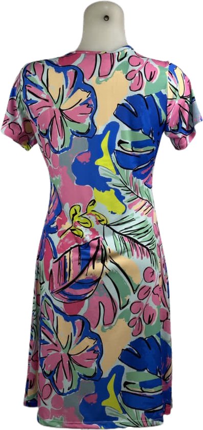 Multikleur Geplooide Jungle Jurk