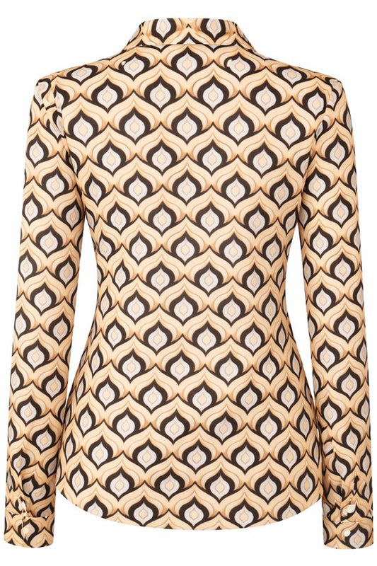 Beige/Zwart/Wit Print Blouse