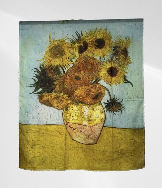 Sjaal Zonnebloemen Blauw