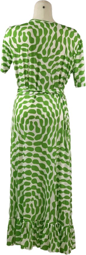 Lange Travelstof Jurk Groen Wit