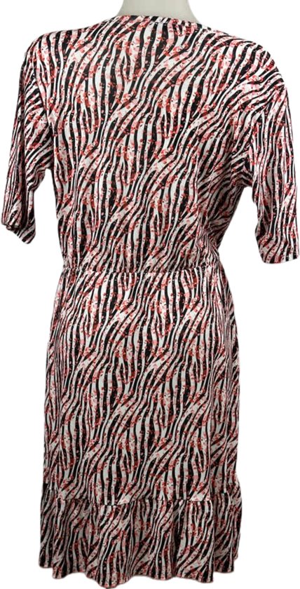 Angelle Milan – Reisestoffkleid – Rotes Zebra-Wickelkleid mit langen Ärmeln – Atmungsaktiv – Knitterfrei – Nachhaltiges Kleid