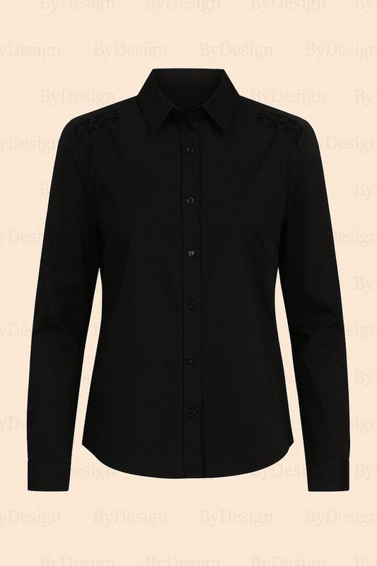 Zwarte blouse met schoudercut-outs – Sophyline