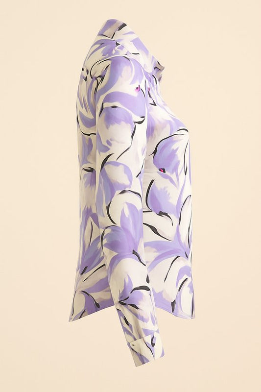 Elegante Sophyline Blouse met Paarse Bloemenprint