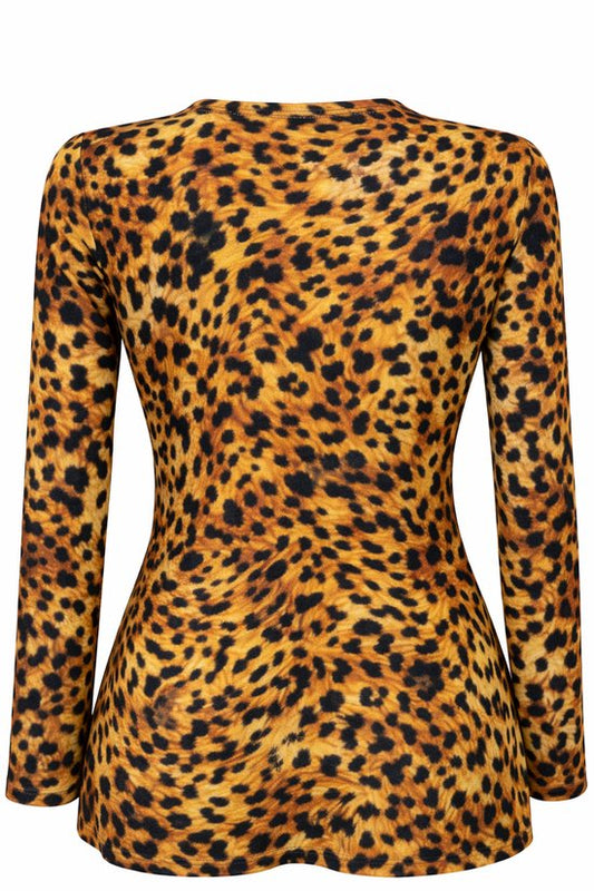 Angelle Milan – Bluse aus Reisestoff – Mehrfarbige Pantherbluse – Atmungsaktiv – Knitterfrei – Nachhaltige Bluse