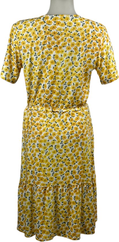 Angelle Milan – Damen-Reisestoffkleid – Gelbes Blumenkleid mit Schleife – Atmungsaktiv – Knitterfrei – Nachhaltiges Kleid