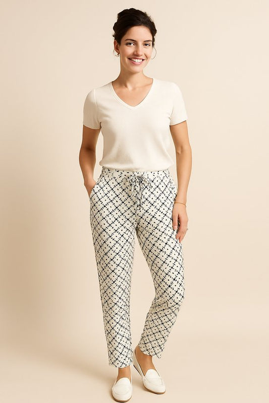 Casual Broek Wit Ruiten