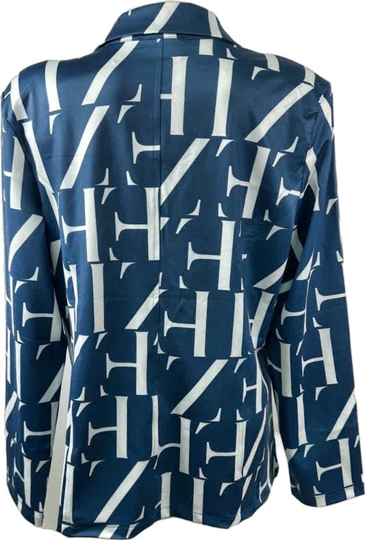 Donkerblauw-Witte Travelstof Blazer