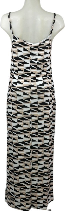 Beige-Zwart-Wit Jurk