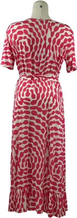 Lange Travelstof Jurk Roze Wit