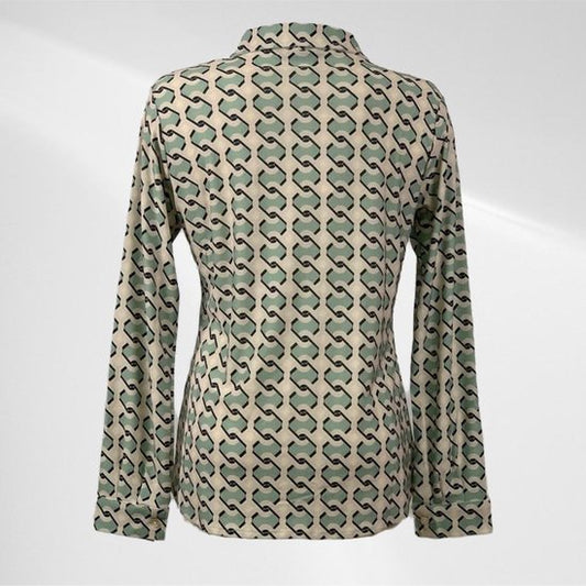 Beige/Groene Travelstof Blouse