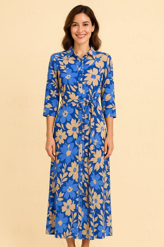 Maxi Jurk Blauwe Bloemen