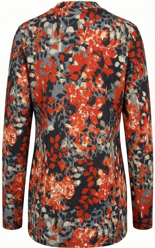 Angelle Milan – Bluse aus Reisestoff – Rot/Blaue Blumenbluse – Atmungsaktiv – Knitterfrei – Nachhaltige Bluse