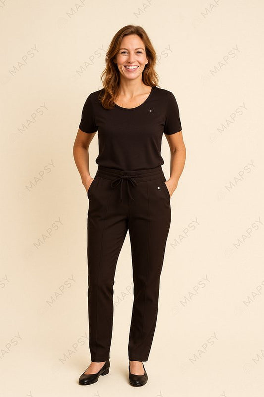 Bruine Travelstof Broek Taps Aflopend