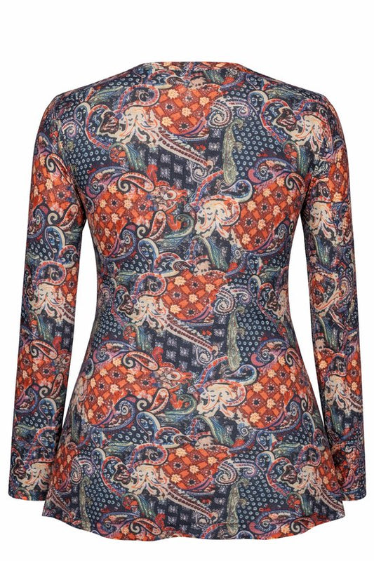 Antraciet/Rode Patch Blouse