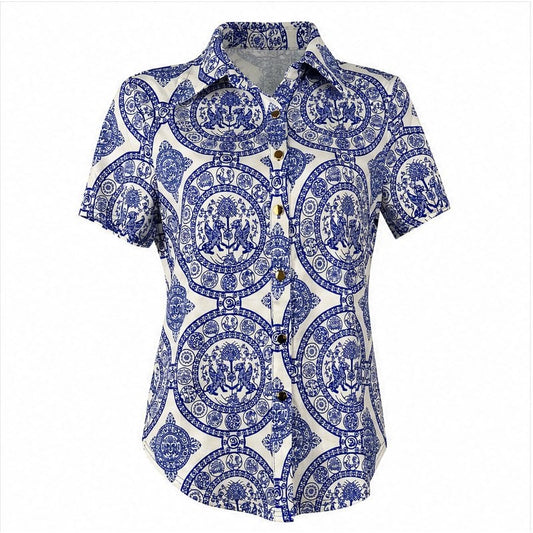 By Swan blouse korte mouw print